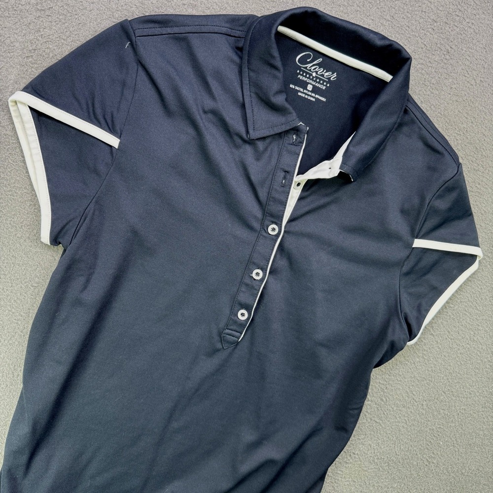 Clover Bobby Jones Polo Female M Black Performance Golf Active Short Sleeve Top